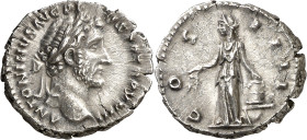 (154-155 d.C.). Antonino pío. Denario. (Spink 4068 var) (S. 292) (RIC. 239). 3,17 g. EBC-.