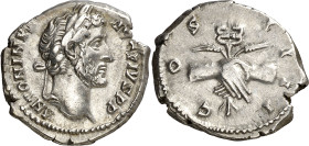 (146 d.C.). Antonino pío. Denario. (Spink 4078) (S. 344) (RIC. 136). 3,53 g. MBC+.