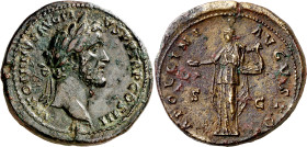 (142 d.C.). Antonino pío. Sestercio. (Spink 4149) (Co. 62) (RIC. 598). 25,50 g. MBC+.