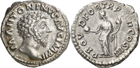 (163 d.C.). Marco Aurelio. Denario. (Spink 4925 var) (S. 522) (RIC. 67). 3,41 g. MBC+.