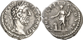 (190 d.C.). Cómodo. Denario. (Spink 5643) (S. 172) (RIC. 227). 3,35 g. MBC.