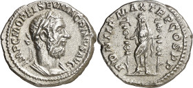 (217 d.C.). Macrino. Denario. (Spink 7345) (S. 60) (RIC. 22A). 3,20 g. EBC-.