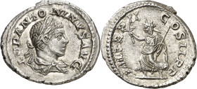 (219 d.C.). Eliogábalo. Denario. (Spink 7530) (S. 143) (RIC. 21). 3,34 g. EBC.