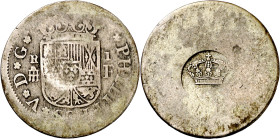 Azores. (1887). Contramarca GP bajo corona, del Gobierno Portugués (De Mey 4), para circular como 120 reis por las Azores, sobre el reverso de 1 real ...