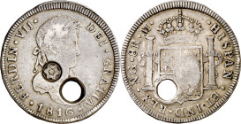 Costa Rica. (1841-1842). Contramarca estrella de seis puntas en círculo de 7mm, "estrella de Carrillo" de Costa Rica (De Mey 466) (tipo I de Krause), ...