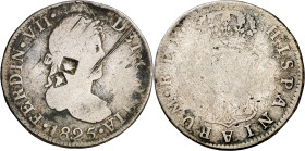 Cuba. (1841). Contramarca de Vique (Cuba) (De Mey 481), sobre 2 reales de Fernando VII 1825. Aplicada dos veces, sólo se marcó la estrella en el cuadr...