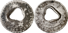 Dominica, bajo dominio Británico. 10 bits. Contramarca en forma de corazón con el borde ornamentado de pequeños segmentos (Pridmore 16 (de Dominica), ...