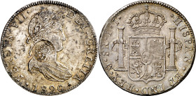 Filipinas. (1834-1837). Contramarca falsa , sobre 8 reales de Fernando VII, México 1820 JJ. 26,92 g. MBC+.