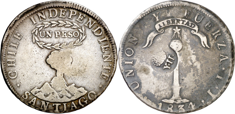 Filipinas. (1834-1837). Contramarca Y·II bajo corona (De Mey 1001), sobre 8 real...