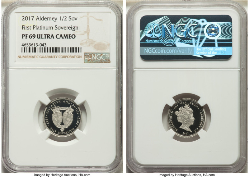 British Dependency. Elizabeth II platinum Proof "First Platinum Sovereign" 1/2 S...