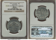French Occupation aluminum "Alger Chamber of Commerce" 10 Centimes 1919 MS64 NGC, KM-TnA5. A milky toned example vitalized by luminescence. From the A...