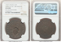 Portuguese Colony Counterstamped 2 Macutas ND (1837) XF40 Brown NGC, KM51.3. Host: Maria I Macuta 1789; Counterstamp: crowned shield (AU Standard). Fr...