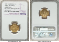 Tierra del Fuego. Territory gold "Popper" 5 Gramos 1889 XF Details (Removed From Jewelry) NGC, KM-Tn8, Janson-7. The larger and rarer of two denominat...