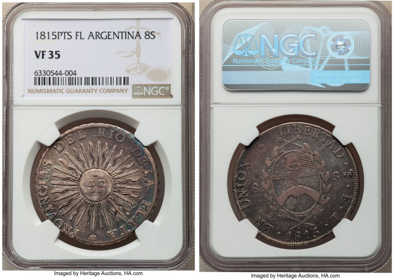 Republic 8 Soles 1815 PTS-FL VF35 NGC, KM15. From the Archipelago Collection 

H...