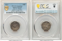 New South Wales. British Colony 15 Pence (Dump) 1813 Fine Details (Holed) PCGS, KM1.3, Mira Type D2. Produced as part of the first series of coins str...