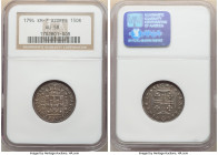 Portuguese Colony. Maria I 150 Reis 1794 AU58 NGC, KM7. A gunmetal toned specimen from the first year of this short-lived issue. From the Archipelago ...
