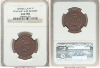 Moresnet. La Calamine copper Fantasy 2 Francs 1848 MS62 Red and Brown NGC, KM-X1b. An intriguing Fantasy from this commune along the border between Be...