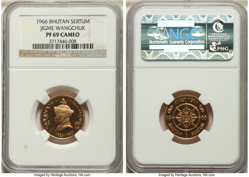 Jigme Wangchuk gold Proof "40th Accession Anniversary" Sertum 1966 PR69 Cameo NG...