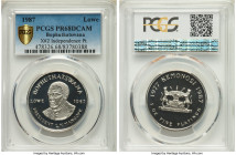 Sovereign Enclave platinum Proof Lowe 1987 PR68 Deep Cameo PCGS, KM-X2. Commemorating the 10th anniversary of independence. Accompanied by original ca...