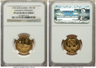 Republic 3-Piece Certified gold & silver "Sarajevo Mosque" Proof Set 1993 PR69 Ultra Cameo NGC, 1) silver 14 Ecus + 2 Ecus - KM85 2) silver 21 Ecus + ...