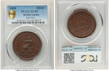 British Colony. Victoria "Pure Copper Preferable to Paper" Stiver Token 1838 AU55 PCGS, KM-Tn1. Struck from the same obverse die as Br-967, a token pr...