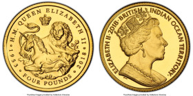 Overseas Territory. Elizabeth II gold 4 Pounds 2018-PM PR69 PCGS, Pobjoy mint, KM-Unl. Struck to commemorate the sapphire jubilee. Accompanied by orig...
