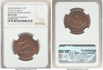 Bank of Upper Canada "St. George" 1/2 Penny Token 1854 MS65 Brown NGC, KM-Tn2, PC-5C1. Plain 4. A handsome gem with subtle plum and teal toning. Ex. D...