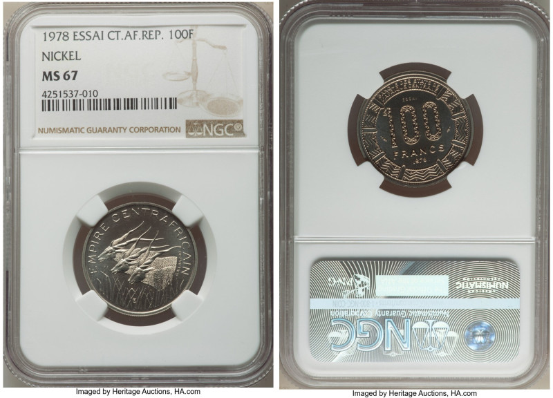 Republic nickel Essai 100 Francs 1978 MS67 NGC, KM-E5. From the Archipelago Coll...