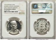 Exile Fantasy "General Johan Laidoner" 10 Krooni 1974 PR65 Ultra Cameo NGC, KM-X1. Mintage: 950. A brilliant blast-white issue celebrating General Lai...
