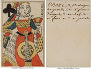 Chazé de Bretagne Private Issue "Playing Card Money" ND (c. 17th-18th Century), cf. Opitz-pg. 259. 84x55mm. Queen of clubs design, with handwritten te...