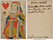 Gabrielle Jelavalleé Private Issue "Playing Card Money" 1711, cf. Opitz-pg. 259. 85x56mm. Queen of hearts design, with handwritten text on the back. T...