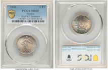 Republic Franc 1920 MS65 PCGS, Paris mint, KM844.1, Gad-467. A glamourous representative of this semeuse (sower) type bursting with nacre and enhanced...