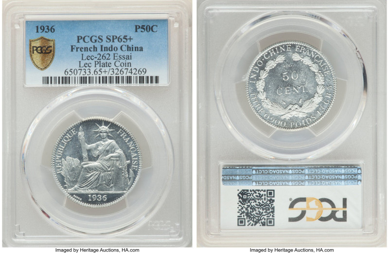 French Colony aluminum Specimen Essai 50 Cents 1936 SP65+ PCGS, KM-E28, Lec-262 ...