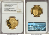 Fantasy gold Proof Essai "Emperor Penguin" 20 Euros 2004 PR67 Ultra Cameo NGC, KM-XE15. An endearing wildlife conservation issue struck upon a buttery...