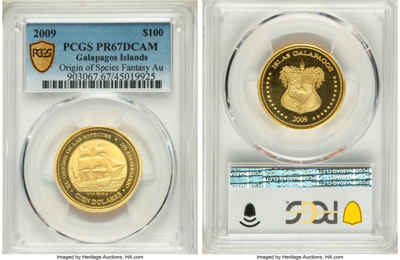 Ecuadorian Territory gold Proof "Origin of Species" Fantasy 100 Dollars 2009 PR6...