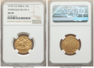 German Colony. Wilhelm II gold 15 Rupien 1916-T AU58 NGC, Tabora mint, KM16.2. Arabesque below the A in "OSTAFRIKA" variety. From the Archipelago Coll...
