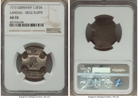 Landau. Free City Siege Klippe 1/2 Florin 2 Kreuzer 1713 AU55 NGC, KM11. Issued by Karl Alexander while Landau was besieged by the French. From the Ar...