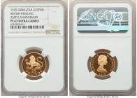British Colony. Elizabeth II gold Proof "British-Sterling 250th Anniversary" 25 Pounds 1975 PR67 Ultra Cameo NGC, KM7. Mintage: 750. From the Archipel...