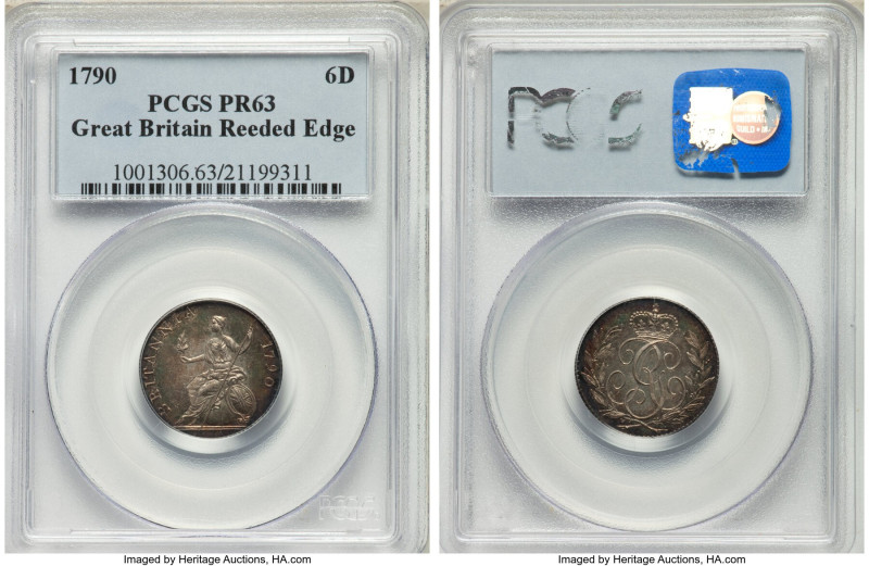 George III silver Proof Pattern 6 Pence 1790 PR63 PCGS, KM-Unl., cf. ESC-2219 (l...