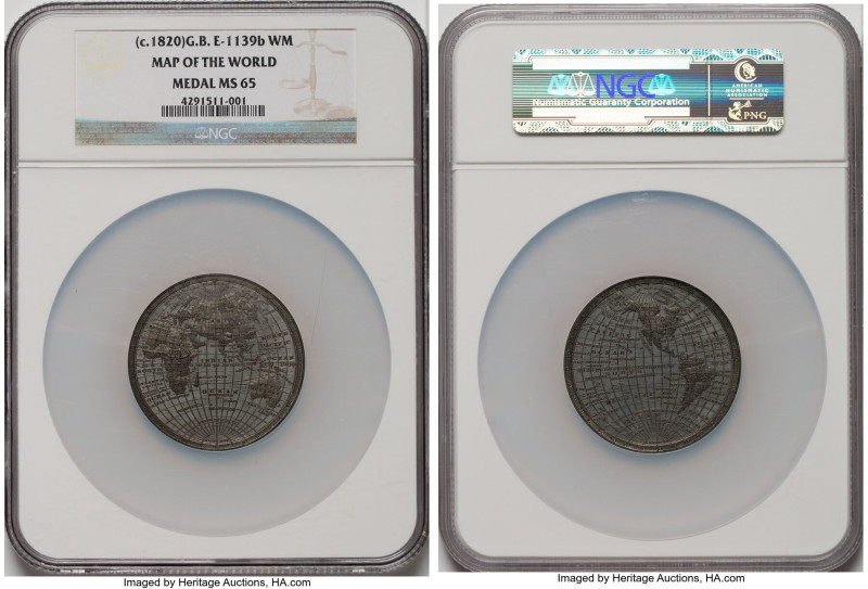 George IV white metal "Map of the World" Medal ND (c. 1820) MS65 NGC, KM-Unl., E...