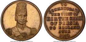 Victoria brass "Shah Visits England" Medal 1873 AU Details (Cleaned) NGC, BHM-2953. 24mm. Commemorates the visit of the Shah of Persia to England in J...