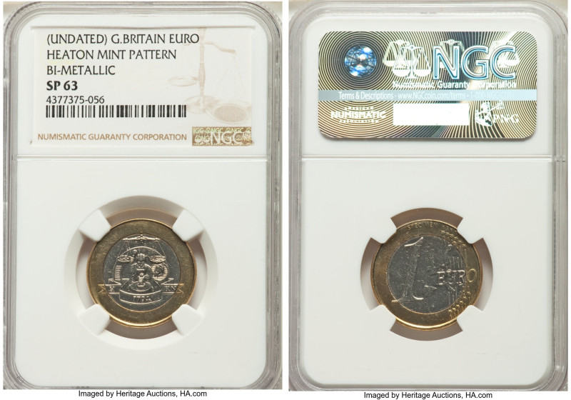 Elizabeth II bi-metallic Specimen Pattern Euro ND-HEATON SP63 NGC, Heaton mint, ...