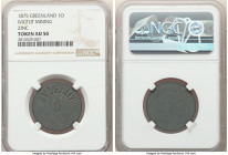 Ivigtut. Cryolite Mining & Trading Company zinc Uniface Ore Token ND (1875-1882) AU50 NGC, KM-Tn33.2, Sieg-17III. From the Archipelago Collection 

HI...