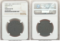 Øresund zinc Uniface Skilling Token ND (1859-1865) AU58 NGC, KM-Tn51, Sieg-12. A highly rare mining token of which very few examples appear to have co...