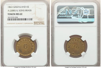 Ostgronland. A. Gibbs & Sons brass 6 Skilling Token 1863 MS62 NGC, KM-Tn12, Sieg-9. From the Archipelago Collection 

HID09801242017

© 2022 Heritage ...