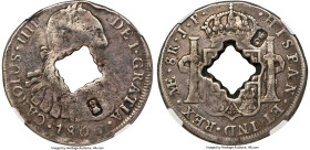 British Occupation Countermarked 9 Livres ND (1811) VG10 NGC, KM25, Prid-2, Lec-19. Host: Peru Charles IV 8 Reales 1806 LM-JP (cf. KM97); Countermark:...
