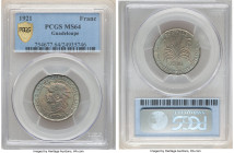 French Colony Franc 1921 MS64 PCGS, KM46. A khaki and grape toned specimen with whirling luster. From the Archipelago Collection 

HID09801242017

© 2...