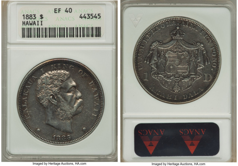 Kalakaua I Dollar 1883 XF40 ANACS, KM7. From the Archipelago Collection 

HID098...