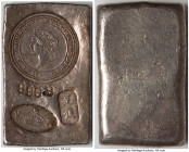 British Colony. Shanghai Specie Office silver Bar of 5 Dollars ND (c. 1970s) AU, KM-XB13. 53x31mm. 158.29gm. of .999 Fine silver. A popular bullion ba...