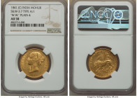 British India. Victoria gold Mohur 1841-(c) AU58 NGC, Calcutta mint, KM462.1, Prid-22, S&W-3.7. Type A obverse, Type 1 reverse. W.W. incuse on truncat...